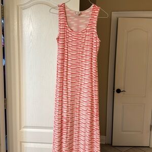 Coral and white maxi sundress